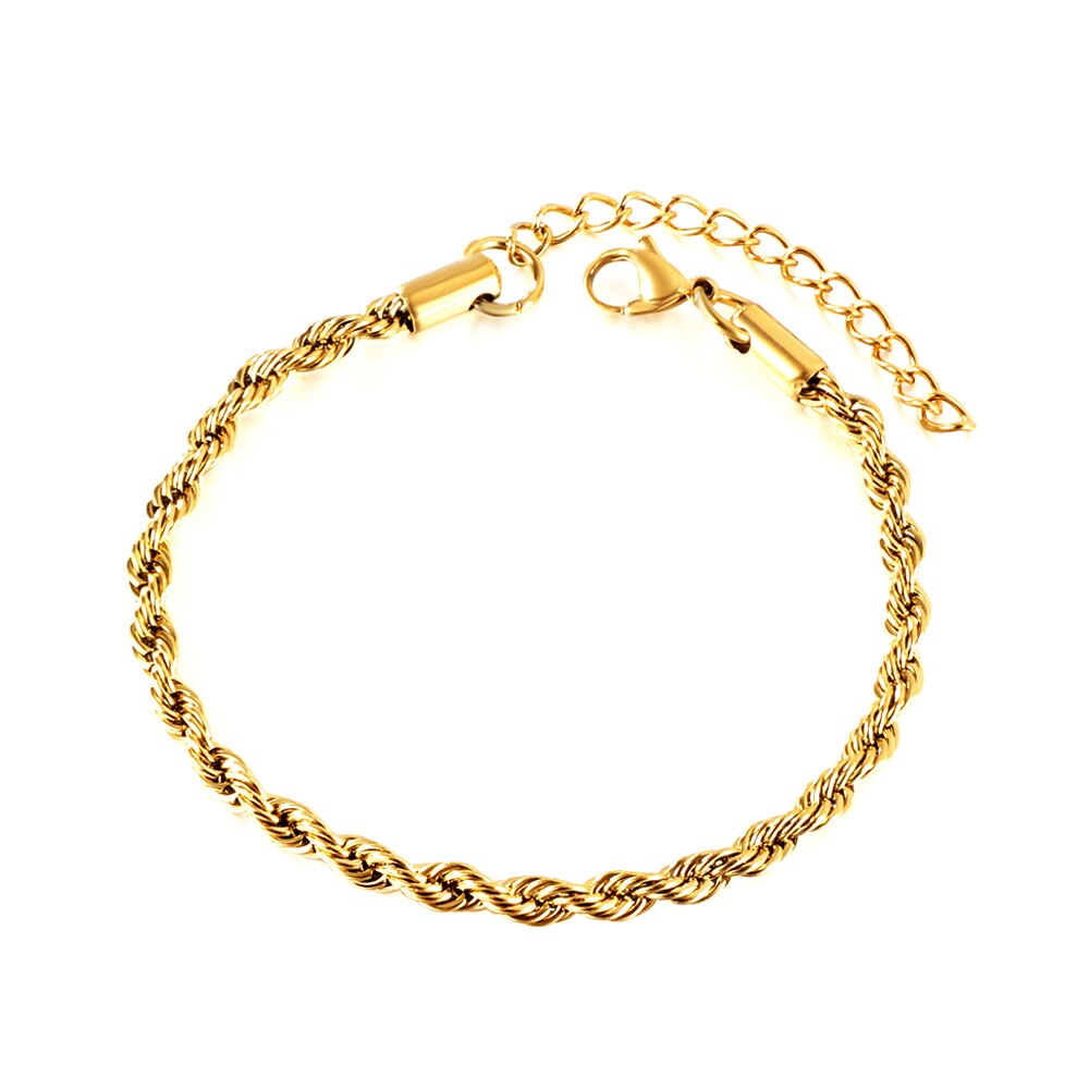Twist Bracelets 2/3/4/5mm Woman Boho Rolo Chain Bracelets Waterproof Stainless Steel Vintage Hand Jewelry pulseras
