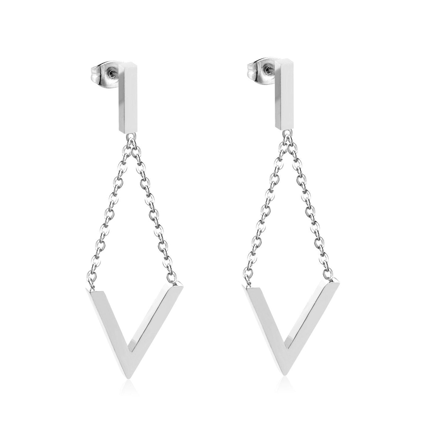 ASON Elegant V Letter Drop Earrings 316L Stainless Steel Geometric Hanging Dangle Earrings for Women Accessories Jewelry asonjewelry