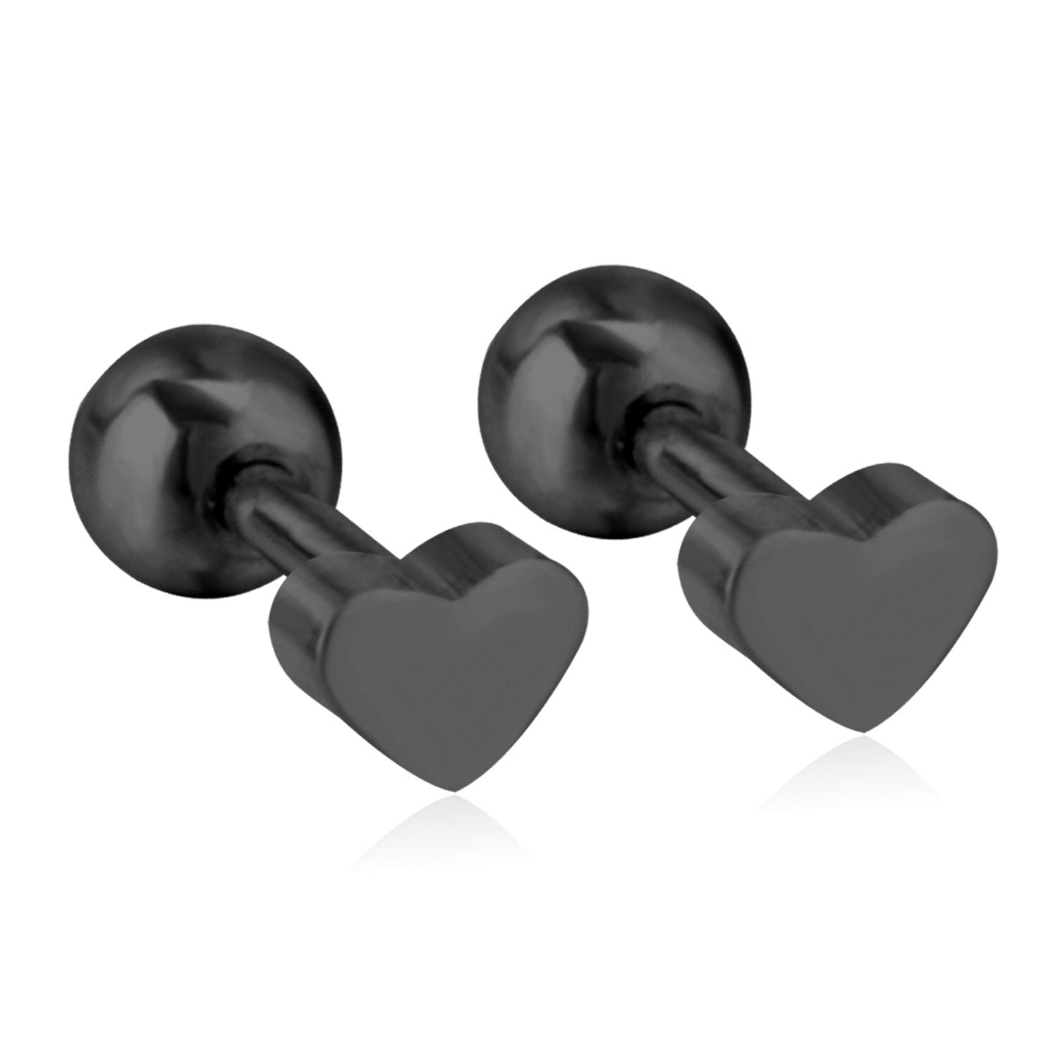 ASON Rose Gold/Black Stud Earrings Heart Stainless Steel Women Earrings Jewelry Gift Accessories,Anti-allergy asonjewelry