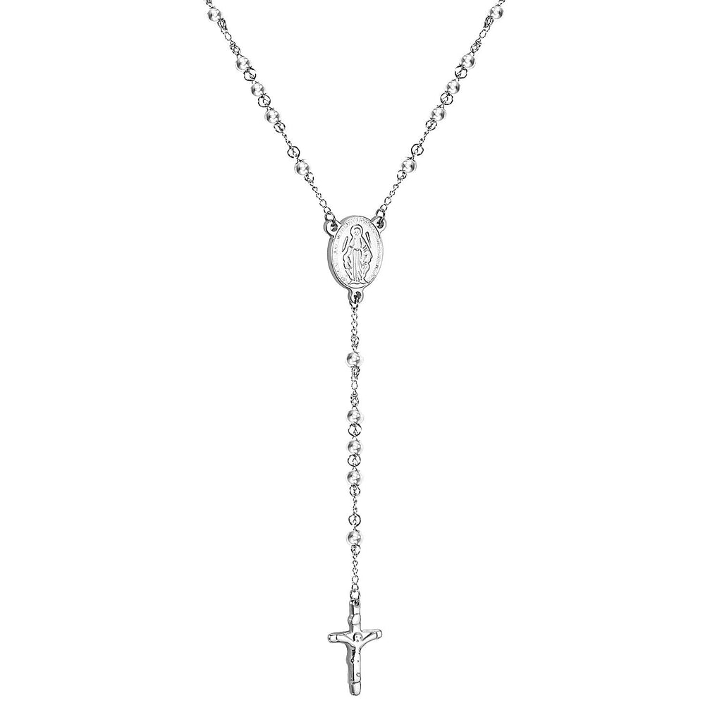 ASON Long Scapular Catholic Rosaries Beads Christian Cross Pendant Necklaces Stainless Steel for Women Men Jewelry Chokers