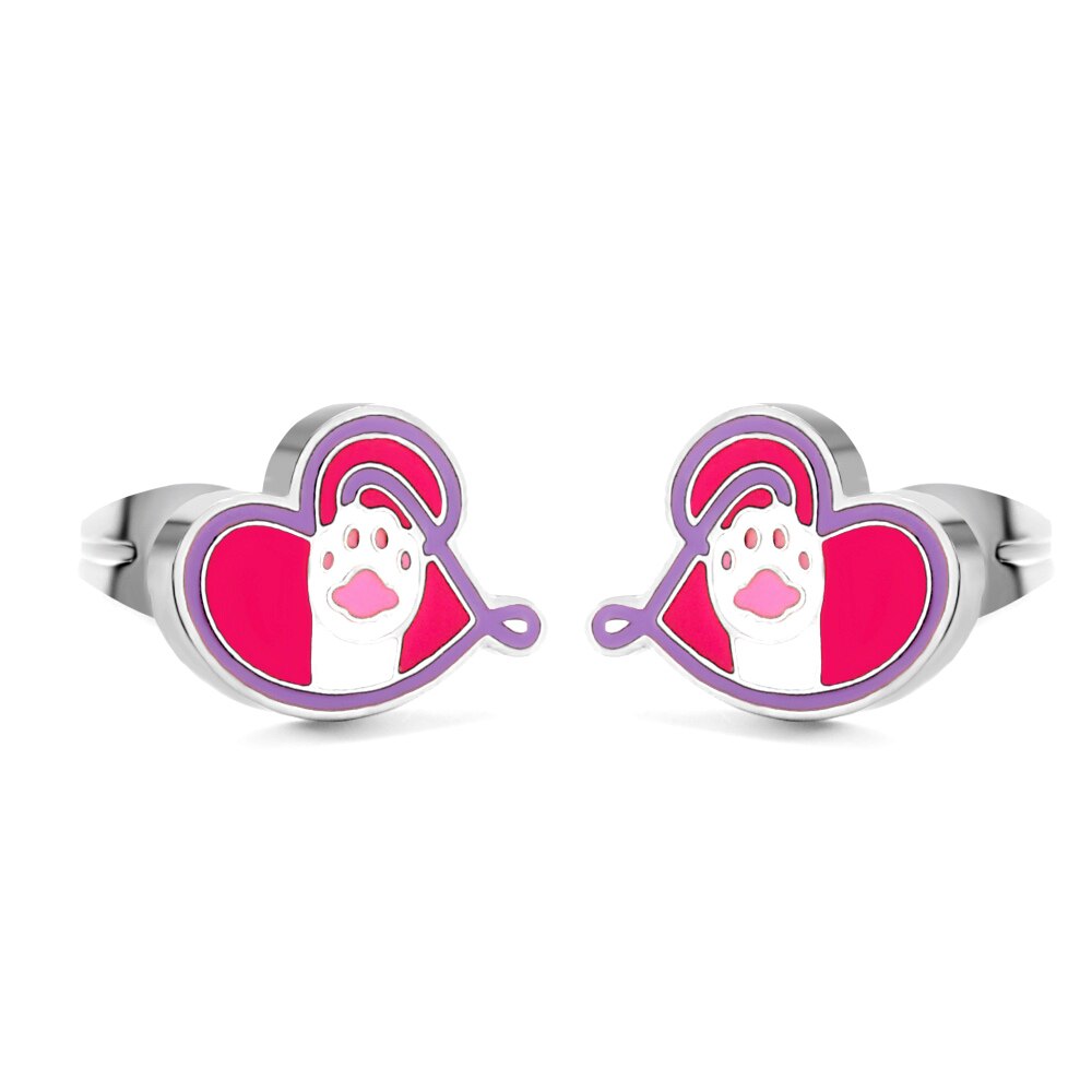 Pendientes de mano de Hamsa para niños, pendientes quirúrgicos con forma de ala, corazón, dijes rosas, Piercing chapado en oro, bonitos brincos, regalos para niñas y mujeres