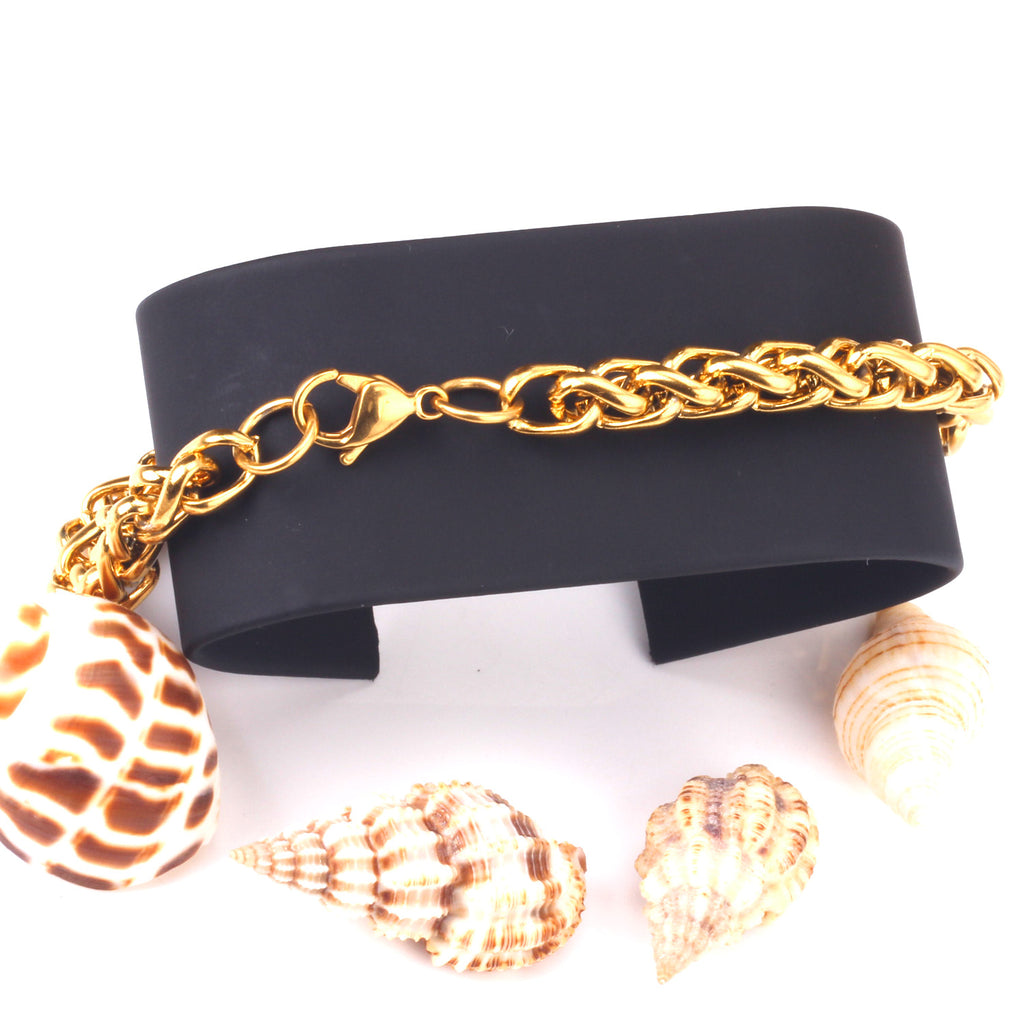 7mm Chain Bracelets Stainless Steel Gold Color for Men Women Party Gift Fashion Bangle Jewelry
