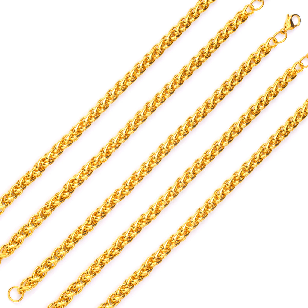 7mm Chain Bracelets Stainless Steel Gold Color for Men Women Party Gift Fashion Bangle Jewelry