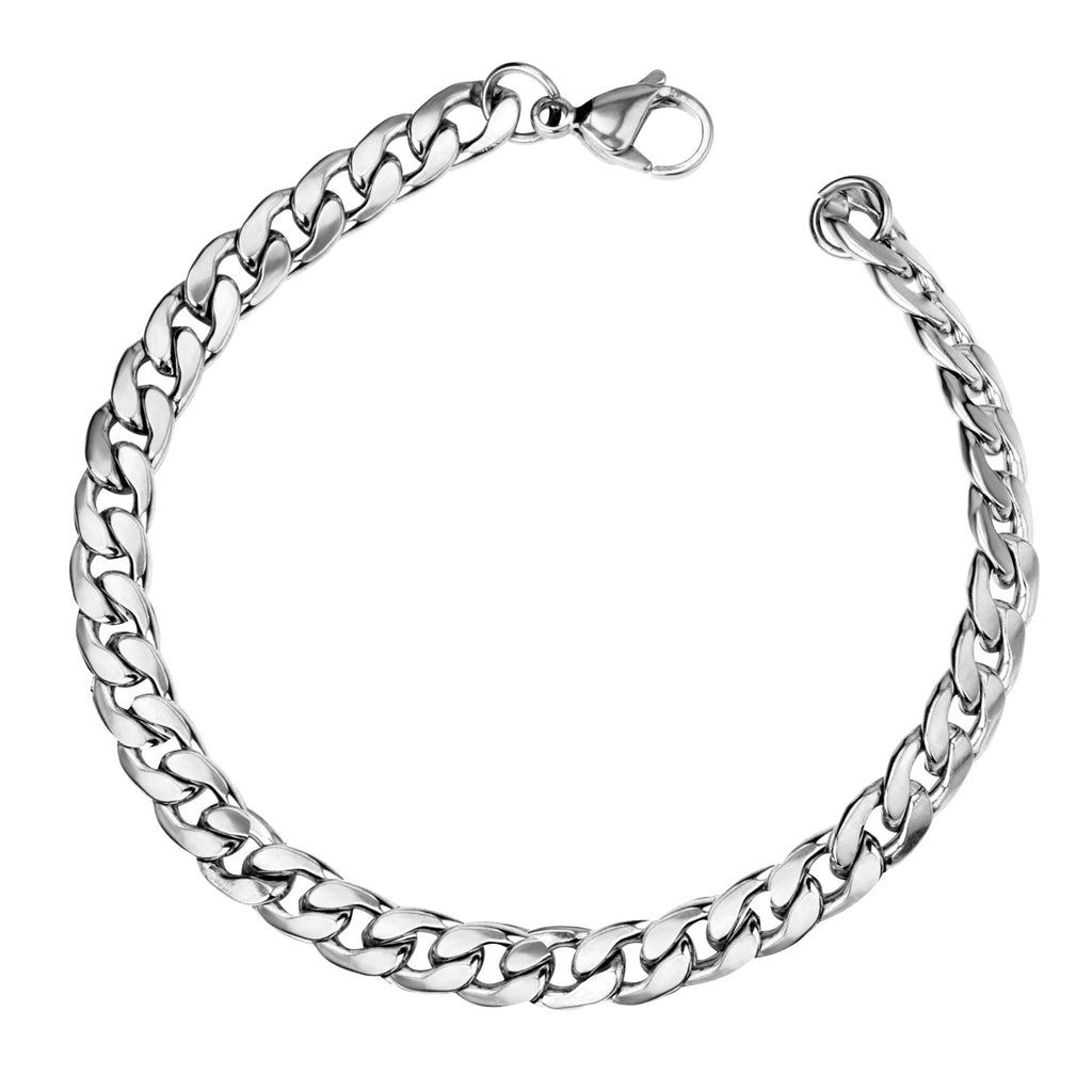 ASON 7mm Chain Bracelets Stainless Steel Gold Color for Men Women Party Gift Fashion Bangle Jewelry