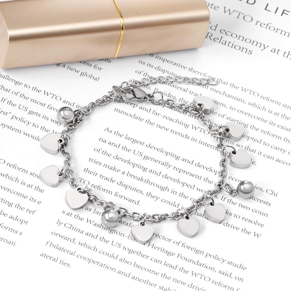 ASON Adjustable Heart Bracelet with Steel Ball Charm Stainless Steel Silver Color Bangle for Women Fashion Jewelry Party asonjewelry