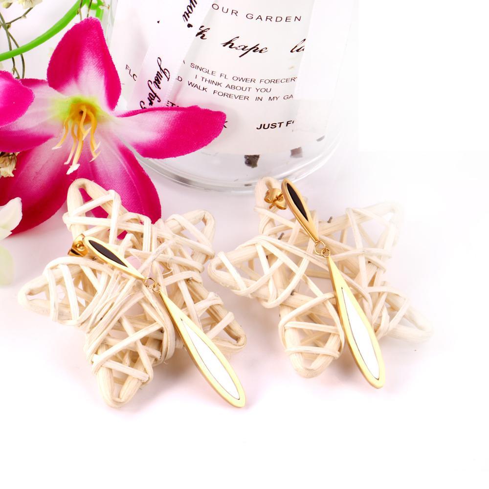 Coréen goutte d'eau coquille en acier inoxydable 316L goutte bijoux boucles d'oreilles ensemble pour les femmes cadeau de fête boucles d'oreilles en or/acier