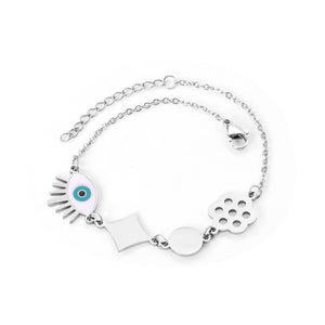 ASON Blue Eye 316L Stainless Steel Bracelet Women Bangle with Geometric Charm Fashion Jewelry Punk Party Gift Accessories