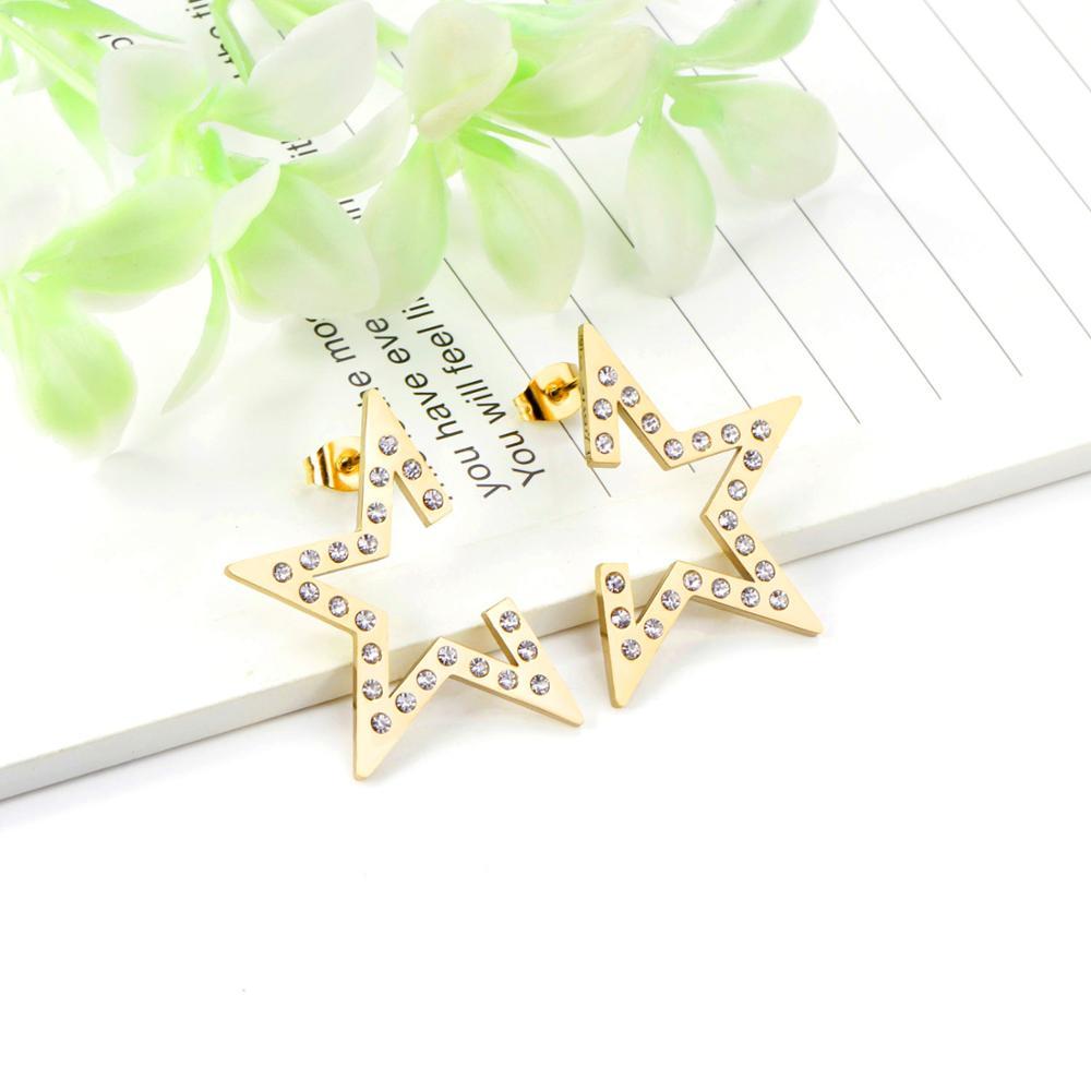 ASON-pendientes de estrella de moda para mujer, aretes de acero inoxidable 316L con circonita cúbica blanca, joyería de regalo de fiesta