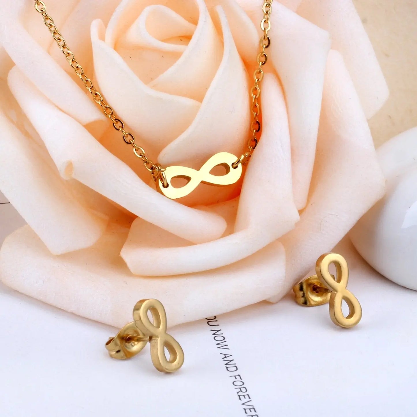 Stainless Steel Jewellery Sets Letter Necklace Earring African Dubai Indian Gold Color Jewelry Set For Women Girls asonjewelry