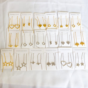 Brincos-pendientes colgantes de acero inoxidable con borlas de concha negra, joyería de hada coreana, cadena larga