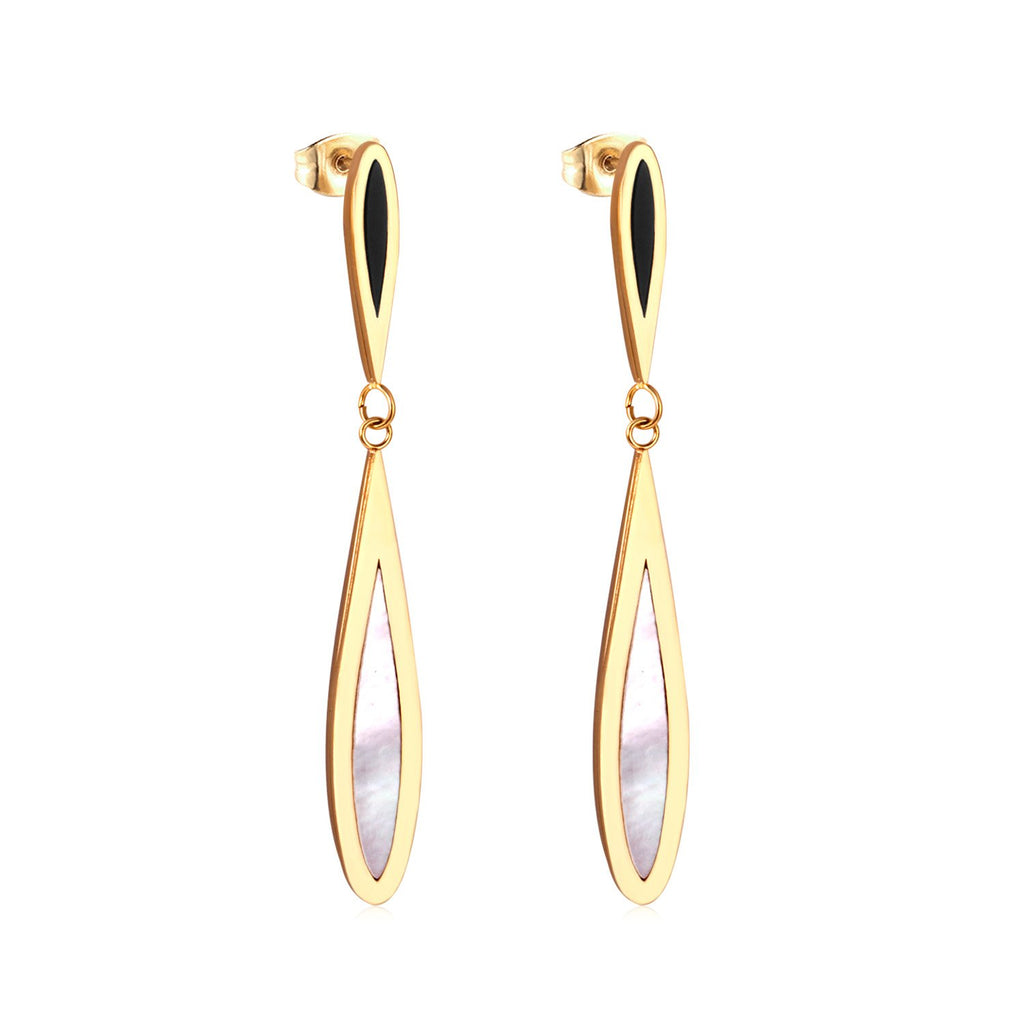 Coréen goutte d'eau coquille en acier inoxydable 316L goutte bijoux boucles d'oreilles ensemble pour les femmes cadeau de fête boucles d'oreilles en or/acier