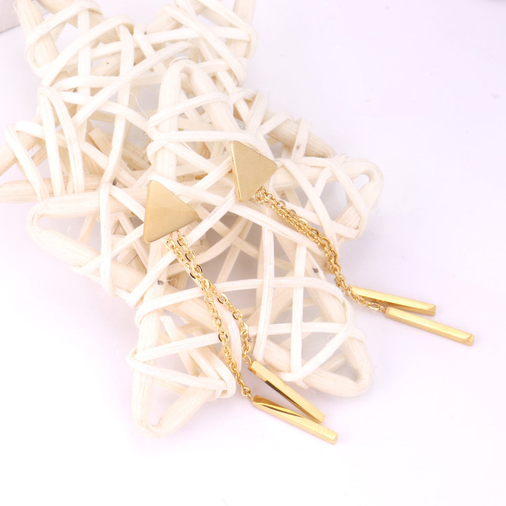 Pendientes ASON 2022 de cadena de eslabones largos, Pendientes colgantes de acero inoxidable, Color dorado, pendientes de moda, regalo de fiesta Mujier