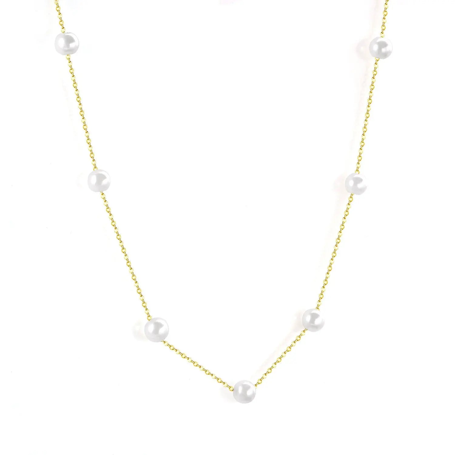 Gold Fake Pearl 6mm Pendant Link Chain 2021 Choker Necklace Women Jewelry Stainless Steel Babygirl Necklaces Set asonjewelry