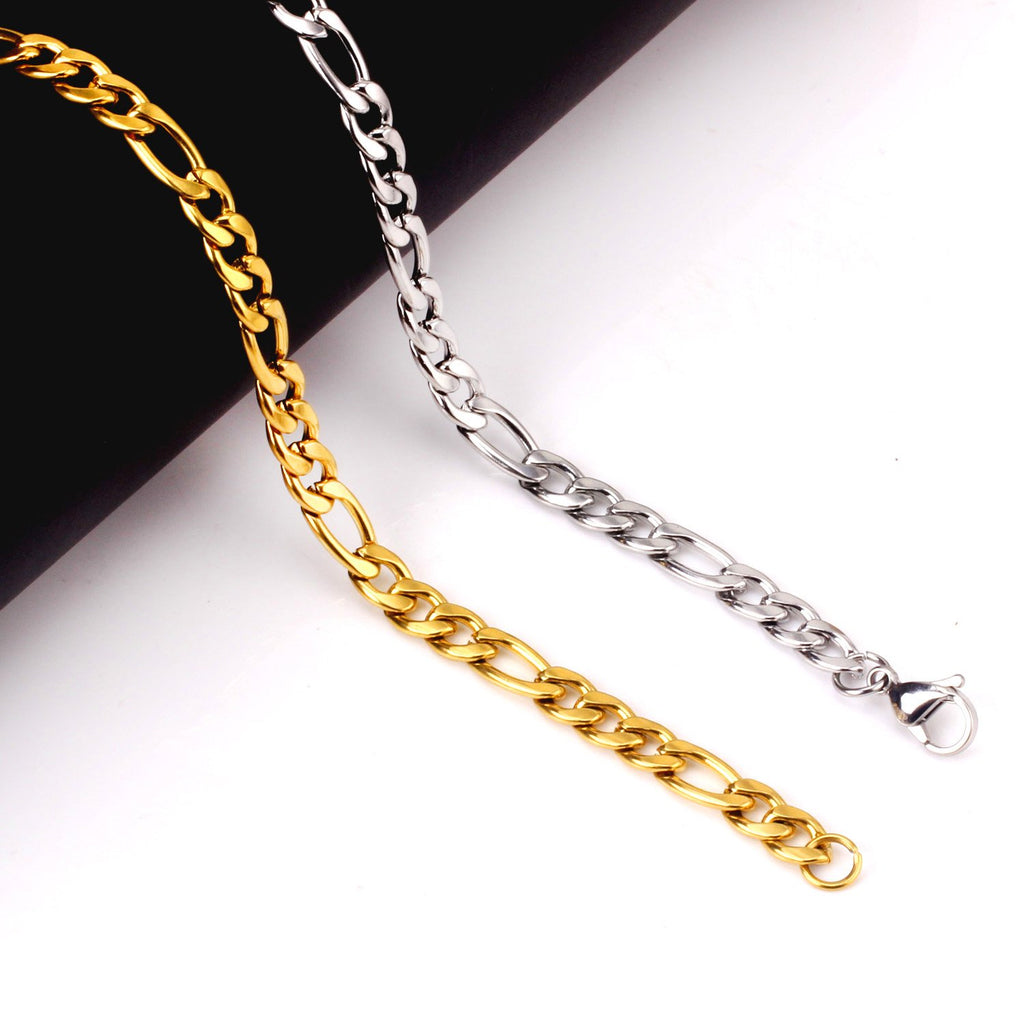 ASON 7mm Cuban Link Chain Bracelets Stainless Steel Gold Color for Men Women Party Gift Fashion Bangle Jewelry Boho