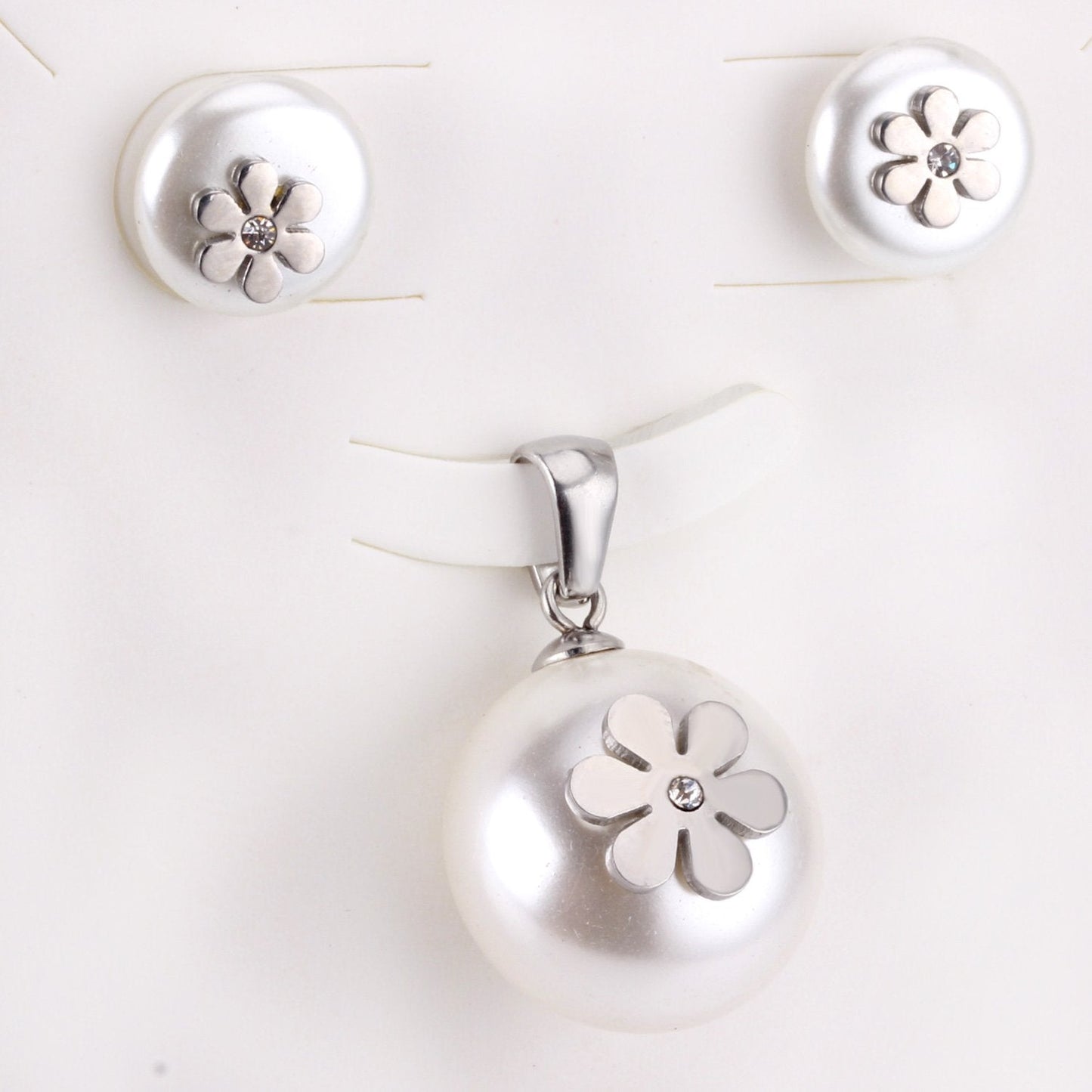 ASON Imitation Pearl Gold Bridal Wedding Jewelry Set for Women 316L Stainless Steel Necklace Pendant Small Stud Earring asonjewelry