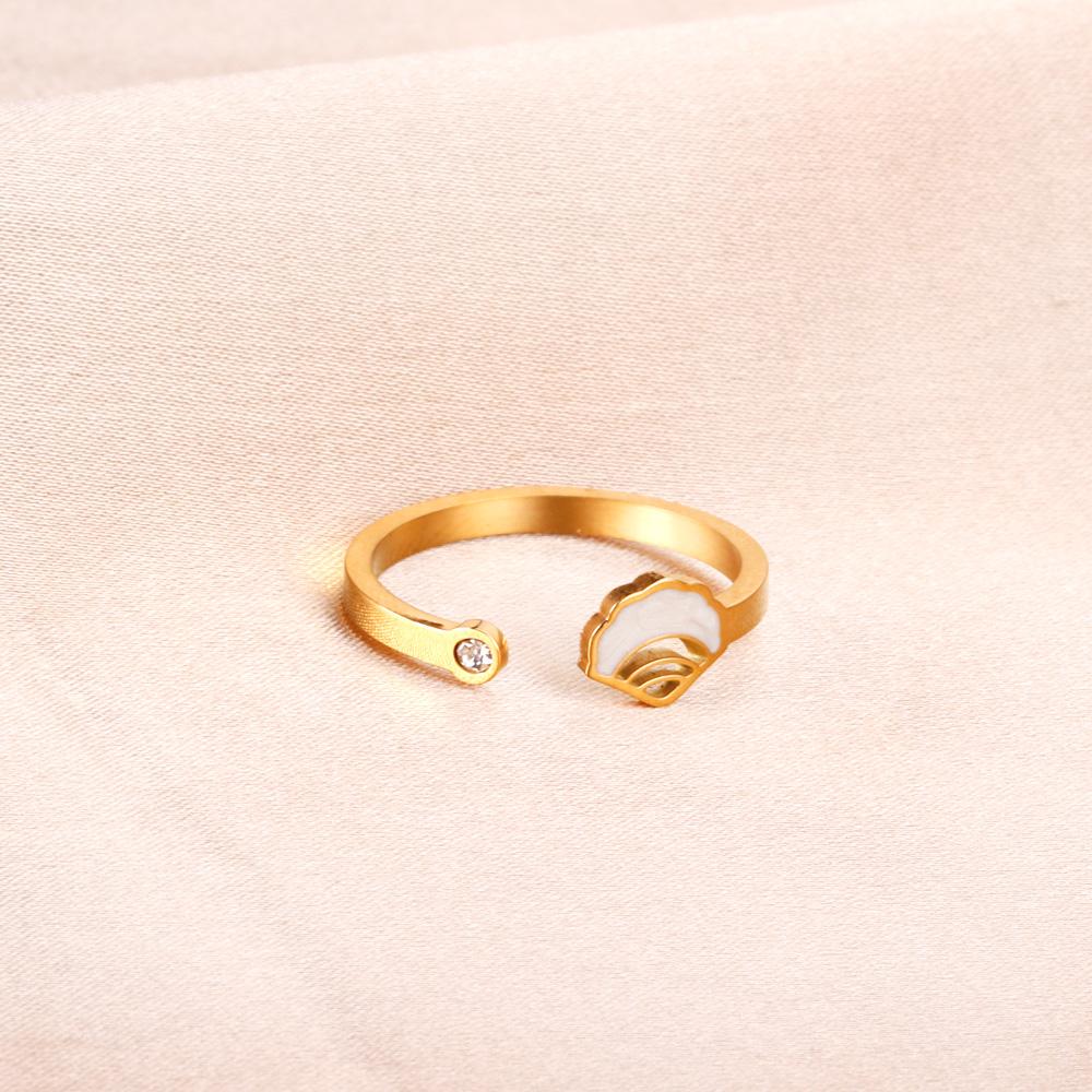 ASON Trendy Shell Finger Ring Stainless Steel Conch Pattern Open Ring for Women Wedding Ring Christmas Gift Accessory asonjewelry