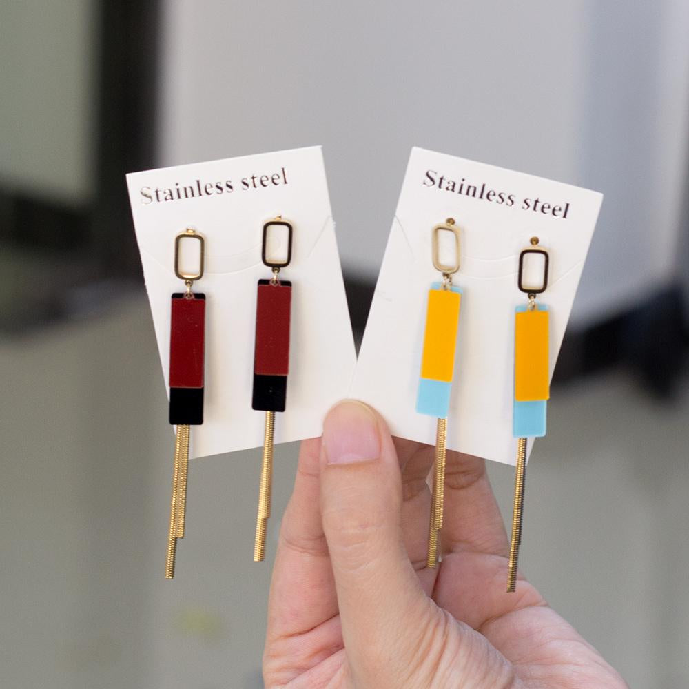 Vestido de joyería de estilo coreano para boda, Pendientes colgantes con borlas, Pendientes colgantes de acero inoxidable para mujer, Pendientes de Navidad