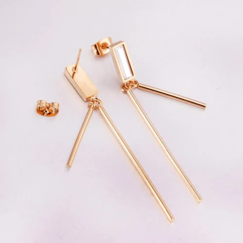 Long Drop Earring For Women Square Gold Color Stainless Steel Christmas Dnagle Earrings Fashion Jewelry pendientes asonjewelry