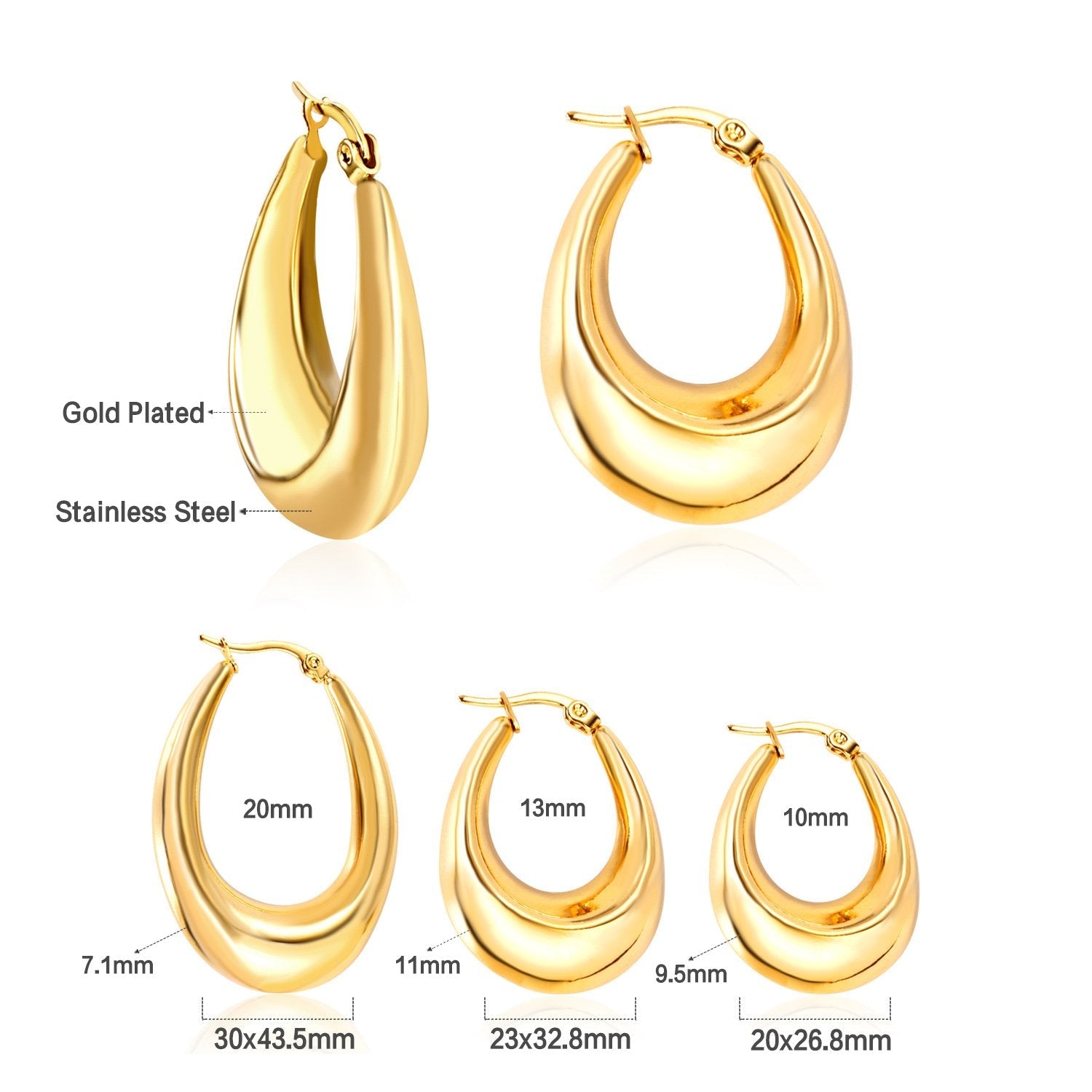 ASON Korean Style Smooth Big Circle Hoops Earrings Gold Color Stainless Steel for Women Girl Fashion Jewelry Piercing Boho asonjewelry