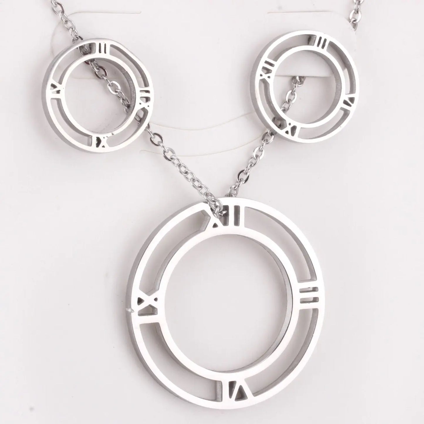 Hot Selling Roman numerals Necklace Earring Set Made By Stainless Steel Jewelry For Christmas Gift asonjewelry