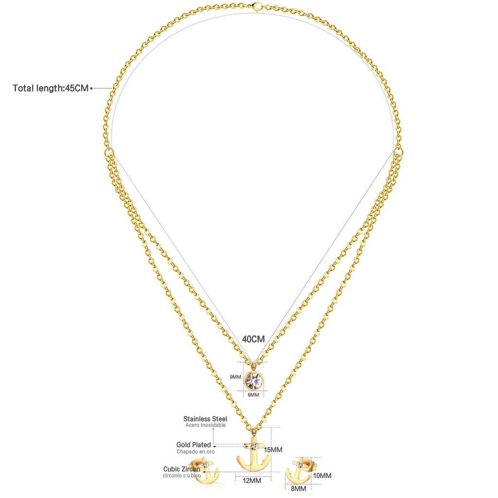 Arrow 316L Stainless Steel Double Necklace Earring Wedding African Dubai Jewelry Set For Women Girl Jewellery sets