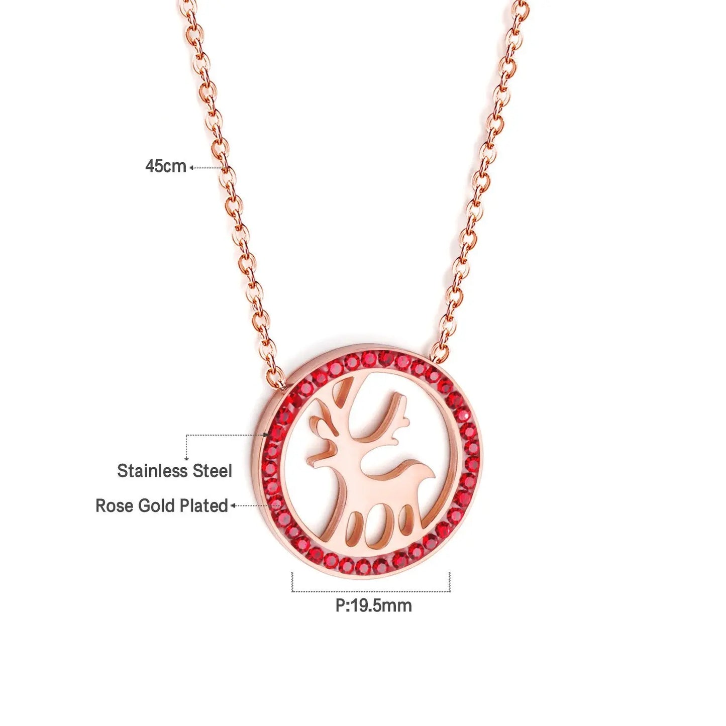 Gold CZ Christmas Deer Choker Necklace Stainless Steel Chain Pendants Necklaces Set For Women Fashion Jewelry asonjewelry