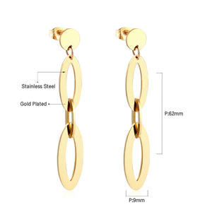 ASON Fashion Stainless Steel Hanging Dangle Earrings for Women Girls Statement Drop Earring Geometry Jewellery Party Gift