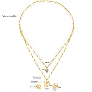 ASON Butterfly Double Set Necklace Pendant Small Stud Earring Wedding Jewelry Set for Women 316L Stainless Steel Sets