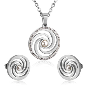 ASON-colgante de circonia cúbica de arcilla para mujer, conjunto de joyería para boda, collar de acero inoxidable 316L, colgantes, aretes pequeños