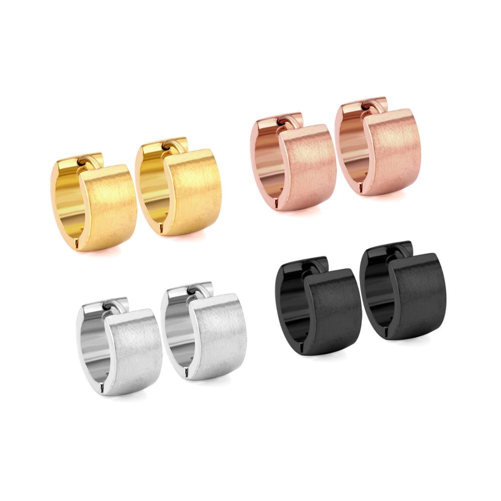 7mm Hoop Earrings For Women Fashion Jewelry Gold Stainless Steel Hoop