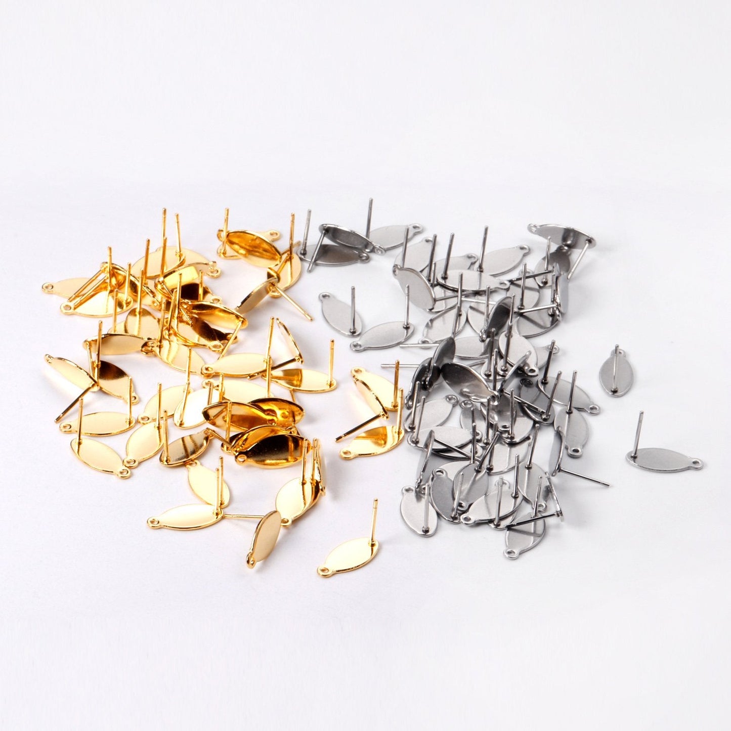 ASON 100 Pcs/Lots Oval Earring Accessories Stainless Steel Anti-allergy Base Setting Connector For DIY Jewelry Making Supplies asonjewelry
