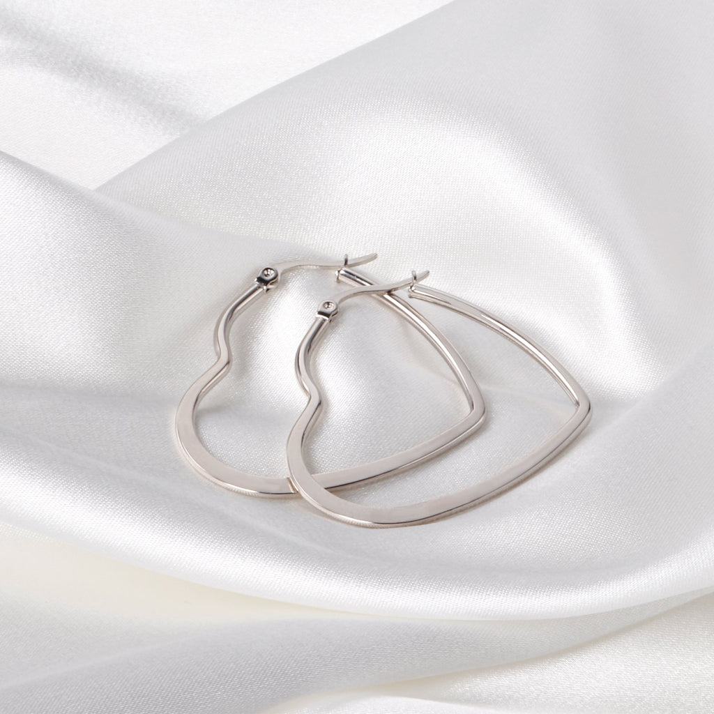 ASON Heart Shape Hoops Earrings Gold Color Size 25mm/35mm/45mm Stainless Steel Big Dangler Female Accessories Piercing