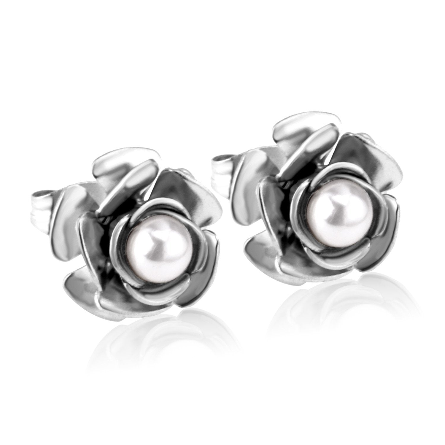 ASON Flower Shape Round AAA CZ Earring Stainless Steel Push Back Stud Earrings Female Brinco Party Wholesale 2022 New Style asonjewelry