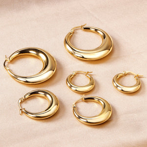 Boucles d'oreilles minimalistes en acier inoxydable pour femmes, couleur or, cercle en métal, Vintage, bijoux de fête pour filles, cadeaux