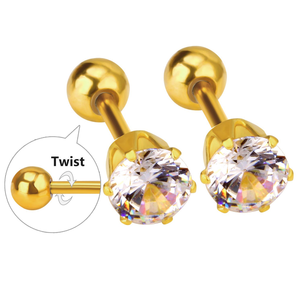 Boucles d'oreilles à vis à bille 3-5mm pour femmes, bijoux à la mode pour enfants, piercing en cristal, boucles d'oreilles pendientes brincos