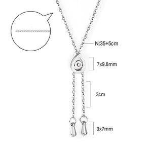 ASON Silver Color Water Drop Pendant Necklace 316L Stainless Steel with Cubic Zirconia for Women Gift Jewelry Accessory