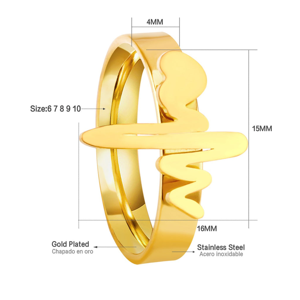 ASON Heartbeat Doctor Nurse Rings Jewelry Stainless Steel Gold Color Engagement Rings Party Wholesale Collier Gift Wedding