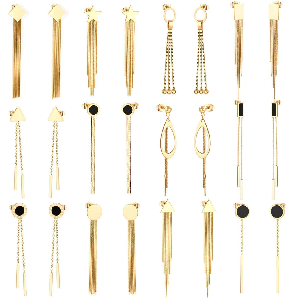 Vestido de joyería de estilo coreano para boda, Pendientes colgantes con borlas, Pendientes colgantes de acero inoxidable para mujer, Pendientes de Navidad