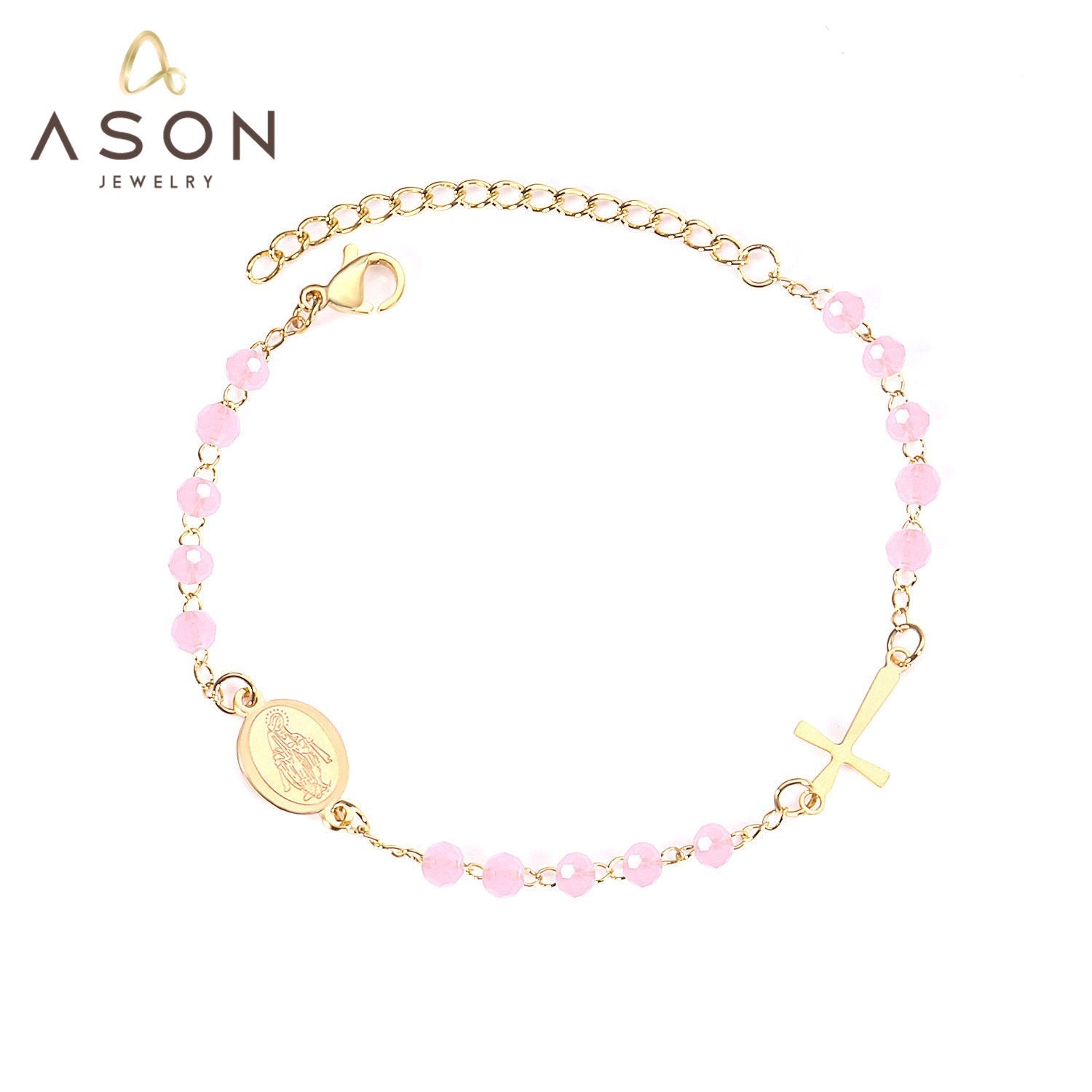 ASON Female Adjustable Extender Chains Bracelets Classic Style Black/Red/Pink/Blue Crystal Beaded Bracelets Women Curb Gift asonjewelry