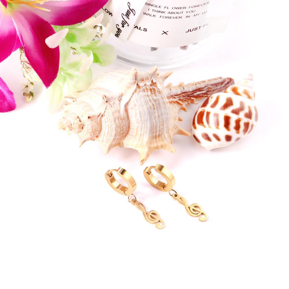 Jewelry Korean Musical Note Drop Earring Sets Stainless Steel Gold/Steel Dangle Earrings Set For Women kolczyki