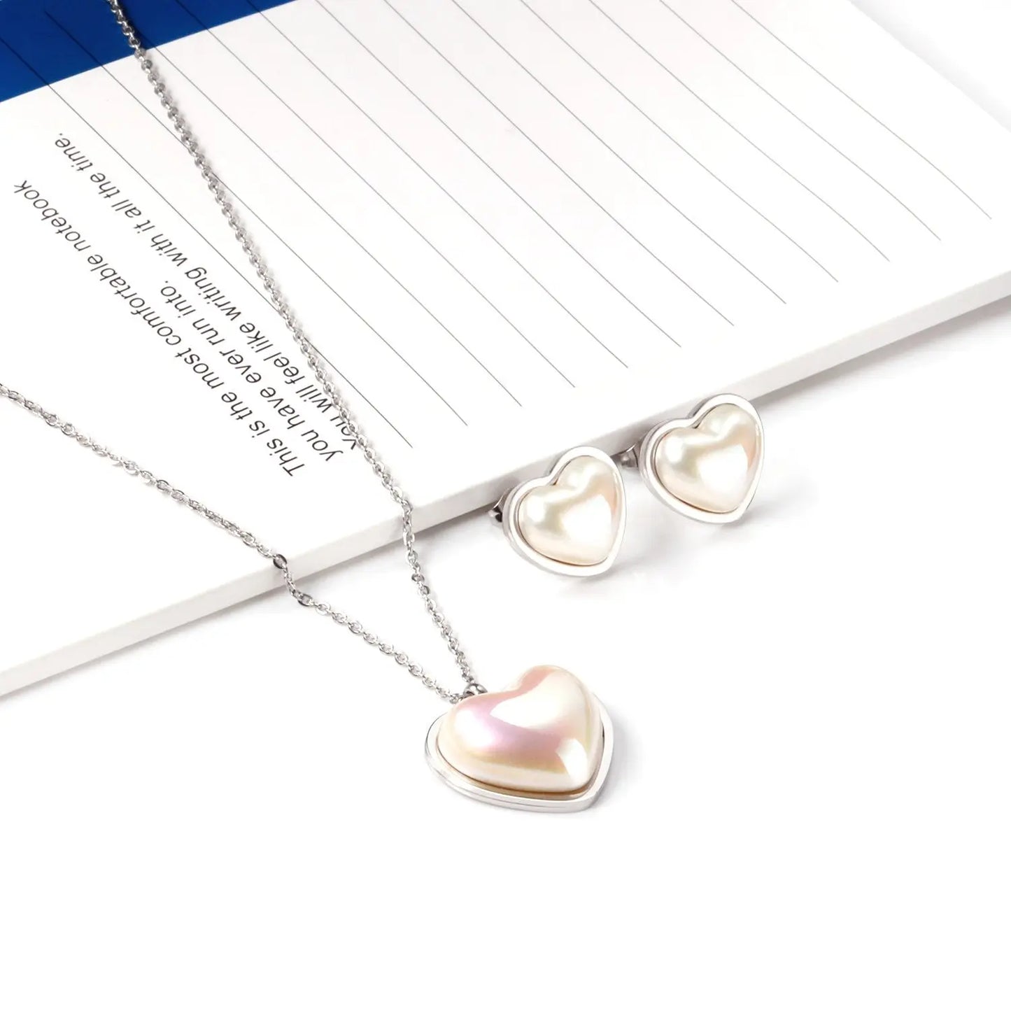 Lover Jewelry Sets Romantic Style Heart Shape Imitation Pearl Pendant Necklace Earring Brinco Collars Choker Party asonjewelry
