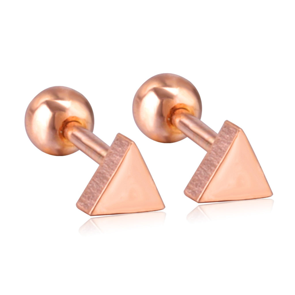 ASON – boucles d'oreilles géométriques en or Rose/noir pour femmes, bijoux en acier inoxydable, accessoires cadeaux, Triangle/cercle/carré