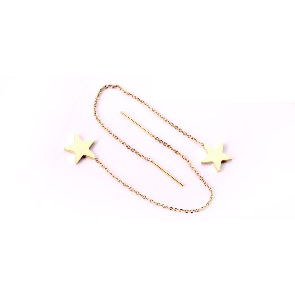Brincos pendiente de gota de estrella, pendientes largos de acero inoxidable, pendientes de Navidad, joyería de moda, pendientes 2020 para mujer