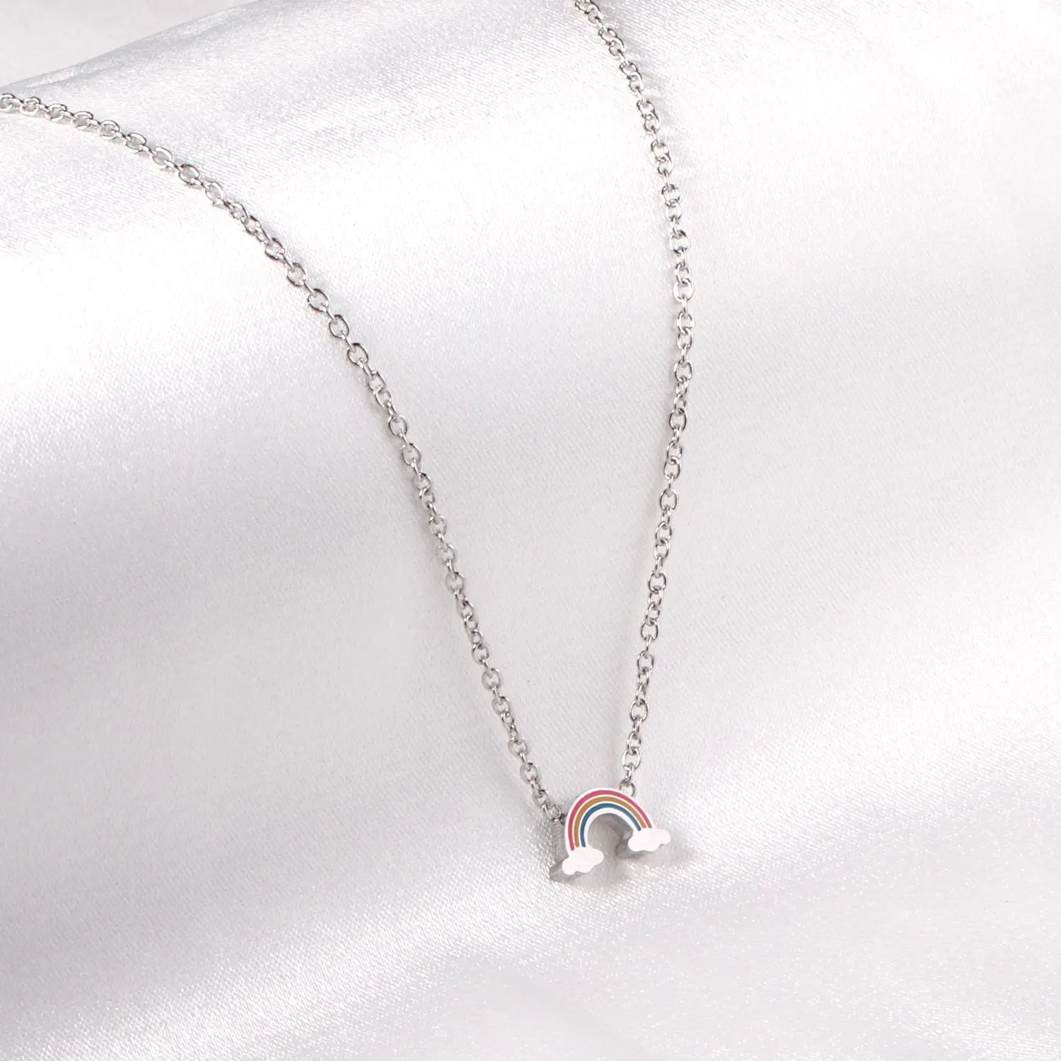 Rainbow Candy Pendant Necklace Women Stainless Steel Jewelry Wholesale Shell Fashion Pendant For Christmas Gifts asonjewelry