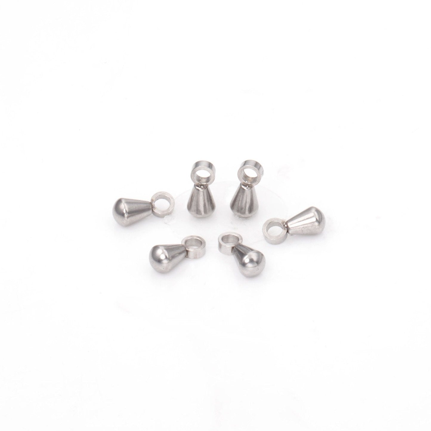 ASON 100pc/Lot 316L Stainless Steel Waterdrop End Beads For DIY Extender Chain Pendant Jewelry Making Findings Accessories asonjewelry