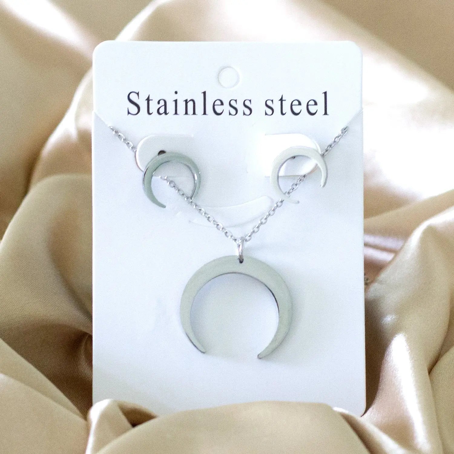 Gold Moon Dubai African Wedding Bridal Jewelry Set For Women Stainless Steel Necklace Earring Jewellery Sets 2022 asonjewelry