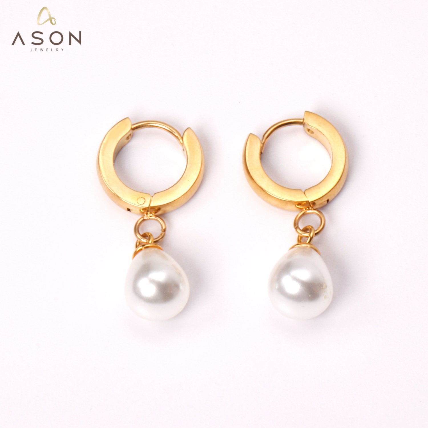 ASON Korean Statement Drop Dangle Imitation Pearl Earrings for Women Stainless Steel Hanging Earring Set for Female Jewelry asonjewelry