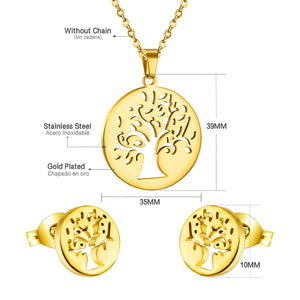 ASON-Conjuntos de joyería navideña para mujer, accesorios femeninos, colgante de árbol de acero inoxidable, collar, pendientes, venta al por mayor