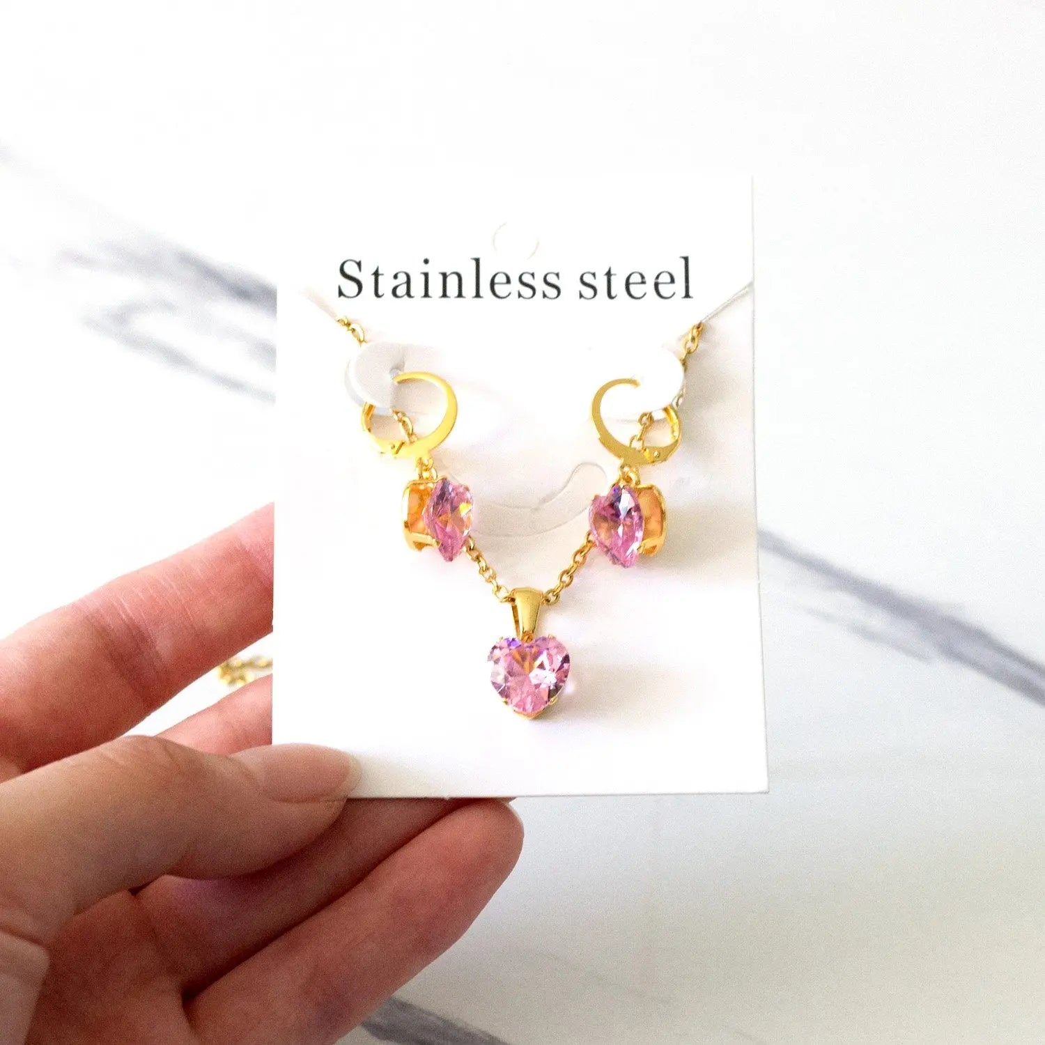 Heart Shape Luxury Jewelry Sets For Woman Dangle AAA Zirconia Earrings With Heart Fairy Aesthetic Pendant Necklace asonjewelry