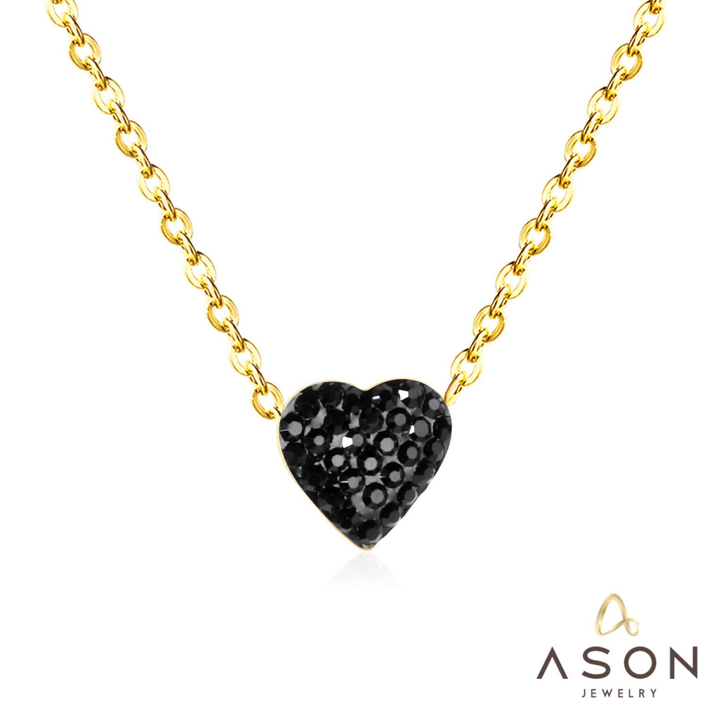ASON Clay Heart Pendant Necklaces 12 Colors Stainless Steel Gold Color Chains Necklaces Lover's Party Wedding Gift Chokers